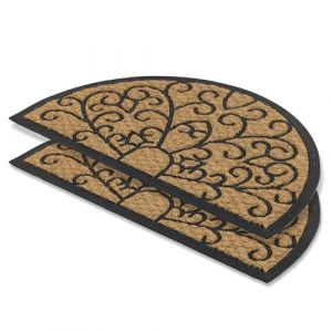 Astra Paillasson Welcome demi-rond Lot de 2 45x75cm, coco et caoutchouc