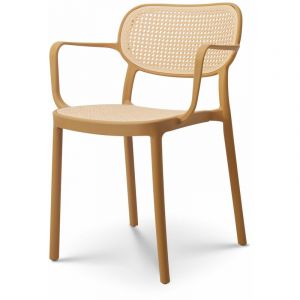 Kosmi Chaise de salle à manger moutarde style vintage avec accoudoirs
