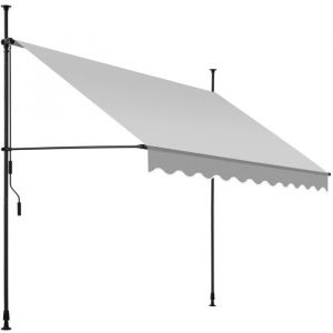 TecTake Store à pince sans perçage avec manivelle, réglable en hauteur - Store à pinces, store balcon, store à projection - 250 x 180 cm - gris clair