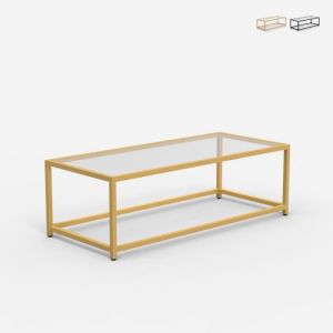 Table basse rectangulaire en métal avec plateau en verre Berillo - Or