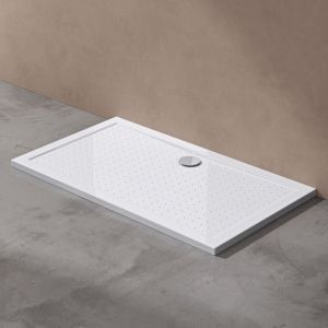 Doporro Bac à douche 80x110 receveur de douche antiglisse rectangulaire blanc Lucia02AR 80x110x4cm + Bonde AL01
