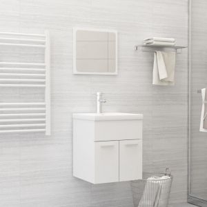 VidaXL Ensemble de meubles de salle de bain 2 pcs Blanc Agglom?r?