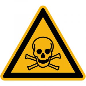 Autocollant Danger Warning Avertissement NF ISO7010 - Sticker Adhésif Signalétique Triangulaire Laminé Plastifié Résistant à l'eau et aux UV - Matières Toxiques - 5x5 cm