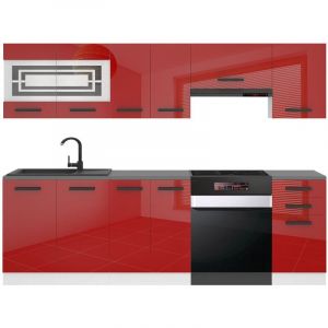 Cuisine Equipee Complete Lily Muebles de Cuisine Complets - 240 cm. Cuisine Complete sans Plan de Travail, Rouge très Brillant - Belini