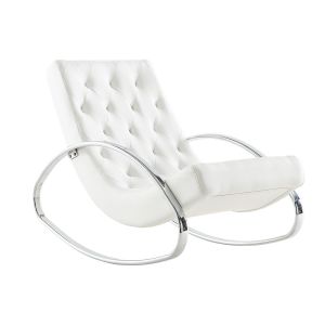 Miliboo Fauteuil design blanc rocking chair CHESTY