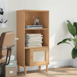 VidaXL Bibliothèque SENJA aspect de rotin marron bois massif de pin