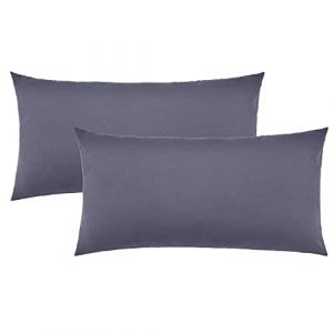 NatureMark Lot de 2 Housses de Coussin en Jersey Housse de Coussin Oreiller pour dormeur lat&eacute;ral Coussin de Nuque Nombreuses Tailles et Couleurs Oeko-Tex (40 x 60 cm, Gris Anthracite)