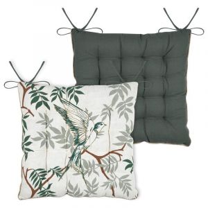 LOVELY CASA Assise de chaise matelassée 38 x 38 cm Botanys et oiseau