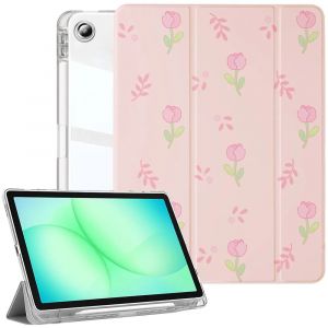 Coque pour Samsung Galaxy Tab A11 Plus / A9 Plus, Protection Antichoc Motif Fleur avec Porte-Stylet - E.F.Connection