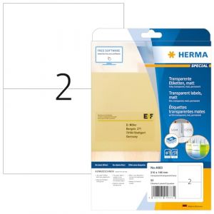 Herma 4683 Étiquettes en plastique A4 210 x 148 mm 50 pièces Transparent