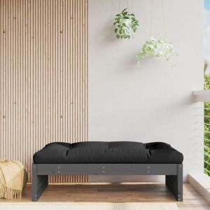 VidaXL Repose pied de jardin 120x80 cm gris bois de pin massif