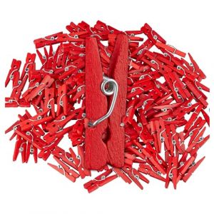 Relaxdays Pince à linge décorative, lot de 400, pour suspendre vos photos ou personnaliser l'emballage de cadeaux, rouge