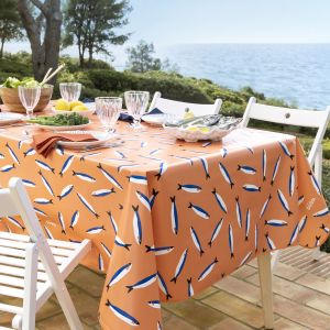 Nappe ronde d.140 orange corail en pvc