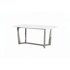 Homy France - Table &agrave; manger gossip plateau en Granite Marbr&eacute; Blanc 180 cm