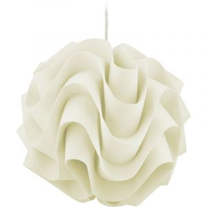 Relaxdays Lampe suspendue, plafonnier original, HxD 137 x 34 cm, abat-jour plissé tissu, salon et chambre, blanc