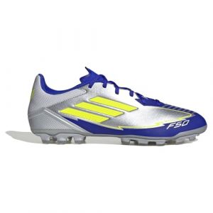 Adidas Mixte F50 League Football Boots Artificial Ground Chaussures, Silver met./Solar Yellow/Lucid Blue, 41 1/3 EU