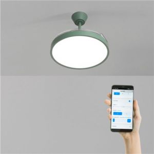 Ventilateur de plafond WIND CLEAR STUDIO Vert 40W silencieux avec pales rétractables et lumière LED
