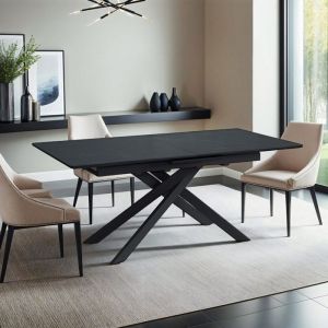 M&S Table &agrave; manger extensible 180-220 cm effet marbre noir - inski