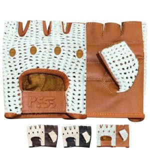 Pss Mitaines Gants Conduite V&eacute;lo Cyclisme Vtt Fitness Musculation Gants Sans Demi Doigts Cuir Filet Maille &Eacute;t&eacute; Toute Saison Camel