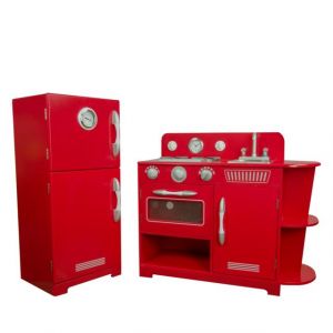 Teamson Jeu de cuisine enfant en bois rouge TD-11779C