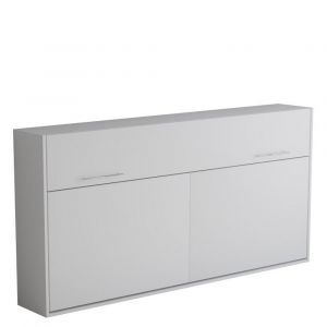 Inside75 Armoire lit escamotable VERTIGO blanc mat couchage 90*200 cm - blanc