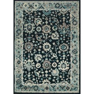 Nazar Tapis Salon Vintage à Motifs Fleuris Bleu Foncé 200X290