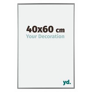 Yd. - Your Decoration - 40x60 cm - Cadre Photo en Plastique Avec Verre acrylique - Anti-Reflet - Excellente Qualité - Argent - Cadre Decoration