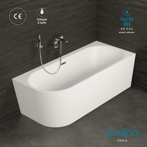 Baignoire semi-îlot Murale CAPRI DROITE Blanche L.180 x l.81 cm, by SPALINA