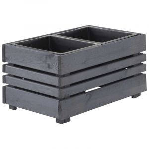 Forest Style Jardinière en bois lasuré 2 bacs Geteborg - Gris anthracite
