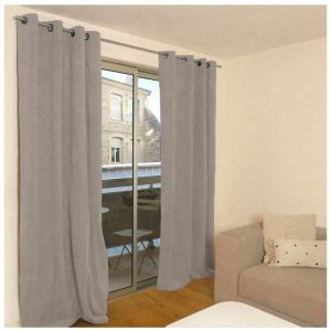 Moscou - Rideau thermique occultant en velours côtelé 140x260 cm Coloris - Gris