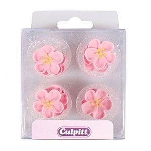 Culpitt Décors en sucre fleurs roses x12