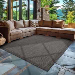 Tapis d'extérieur en design uni, résistant aux intempéries, pour terrasse, balcon, couleur: noir, taille: 280 x 370 cm