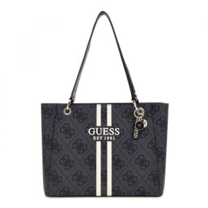 Guess Sac à épaule gris foncé noir pour femme - Noelle II Tote Coal Logo 310005