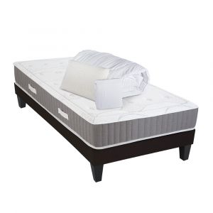 OLYMPE LITERIE Pack Pr&ecirc;t &agrave; dormir INTUITION 90x190 cm Matelas M&eacute;moire de forme + Sommier Bois + Accessoires