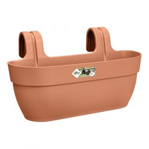 Elho Vibia Campana Easy Hanger L 46 - Planteur pour Balcon & Extérieur - Ø 46.0 x H 26.5 cm - Marron/Terre Cuite
