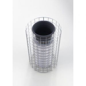 Colonne de fleurs ronde hauteur 62 cm, diam&egrave;tre 37 cm, MW 5 x 5 cm, galvanis&eacute;e &agrave; chaud avec pot