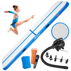 Image de Physionics&reg; Tapis de Gymnastique Gonflable - 300/100/10 cm, Pompe &agrave; Air, Bleu - Airtrack, Tumbling, Tapis de Sol, Piste de Yoga