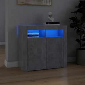 VidaXL Buffet avec lumières LED Gris béton 80x35x75 cm