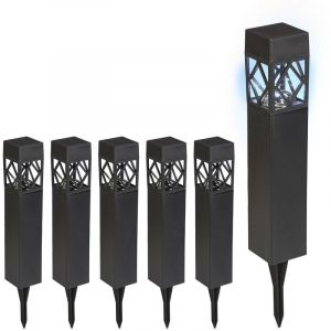 Relaxdays Lampe Solaire pour extérieur, en Set de 6, étanche, détecteur crépusculaire, LED, HLP : 41 x 6 x 6 cm, Noire