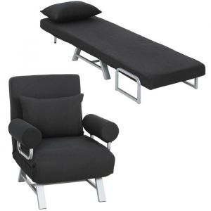 Homcom Fauteuil-lit convertible - Lin - 73x78x81cm - Noir