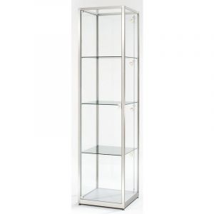 Certeo Vitrine colonne - hauteur 2000 mm, 1 porte pivotante - l x p 500 x 500 mm, anodis&eacute; argent - Coloris cadre: Anodis&eacute; argentin