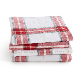 Lot de 4 serviettes de table Thanksgiving Blanc/Rouge Taille 45X45 cm