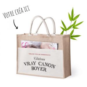 Sac en toile de jute 100% personnalisé - Sac toile de jute 44.5x34x15cm avec poche en coton pour Textes & Logo [Sac cabas en toile]