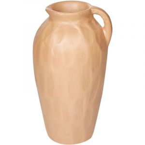 Vase Décoratif en Terre Cuite Beige Finition Laquée 46 cm Fait Main pour Fleurs Sèches Taiping