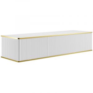 Meuble sous vasque suspendu strié liseré doré 2 tiroirs - Blanc - 150 cm - KELIZA