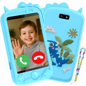 Silvergear Kids Smartphone avec fonction cellulaire vid&eacute;o et GPS - Fonction de contr&ocirc;le parental - T&eacute;l&eacute;phone pour enfants avec &eacute;tui et cordon - Jouet &eacute;ducatif et interactif - Cadeau pour gar&ccedil;ons - Jeux de voyage - T&eacute;l&eacute;phone portable - 6, 7, 8, 9, 10, 11,