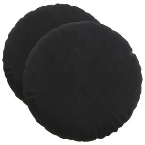 VidaXL Coussin de si&egrave;ge rond en velours - &Oslash; 40 x 13 cm - Noir - Housses amovibles - Rembourrage polyester