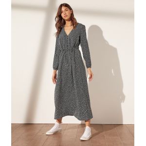 Image de ETAM Robe longue imprimée avec ceinture - Juliane - 38 - Vert - Femme - Taille 38