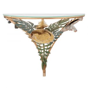 Image de Table de chevet suspendue en métal avec des feuilles 44,5x24,5x34,5 cm