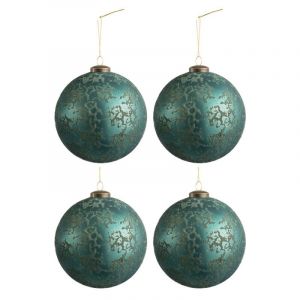 Lot de 4 Boules de Noël "Antique Azur" 14cm Bleu Prix